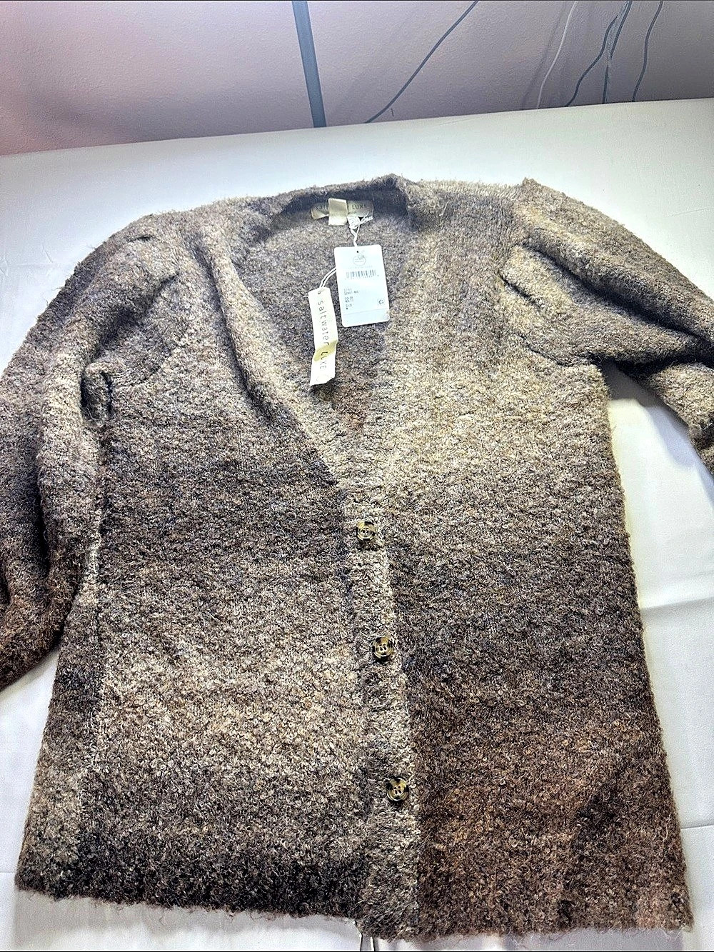 Saltwater Luxe S246L-MUL Brown Cardigan Size Medium NWT